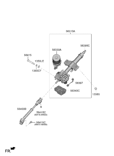 2023 Hyundai Genesis Electrified G80  Column & Housing Assembly Diagram for 56390J0200