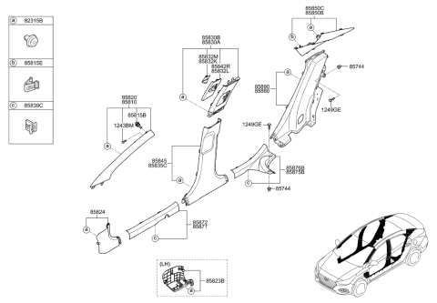 1992 Hyundai Sonata Knob-Height Adjuster, LH Diagram for 85834J0100TTX