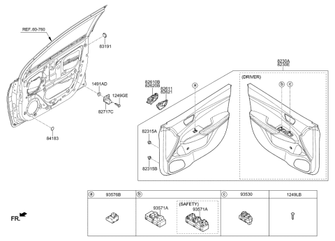 2023 Hyundai Genesis Electrified G80 Handel-Door Inside, RH Diagram for 82621J0000TRY
