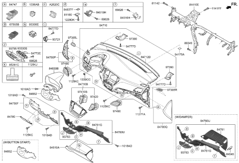 2022 Hyundai Santa Cruz  Pad-Crash Pad Main Diagram for 84712J0000