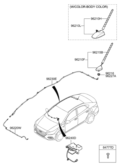 2022 Hyundai Santa Cruz Pole-Roof Antenna Diagram for 96201H5000