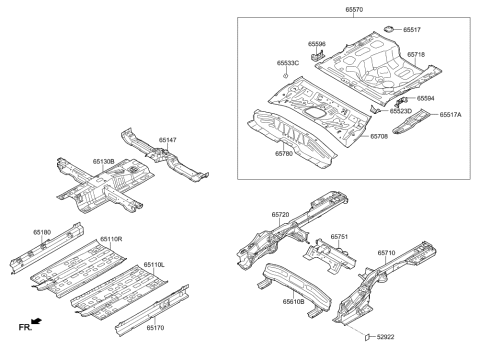 2023 Hyundai Genesis Electrified G80  Bracket Assembly-Rear Towing Hook Diagram for 65517J0000