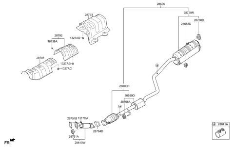 1991 Hyundai Sonata  Hanger-Exhaust Pipe Diagram for 28780H2000