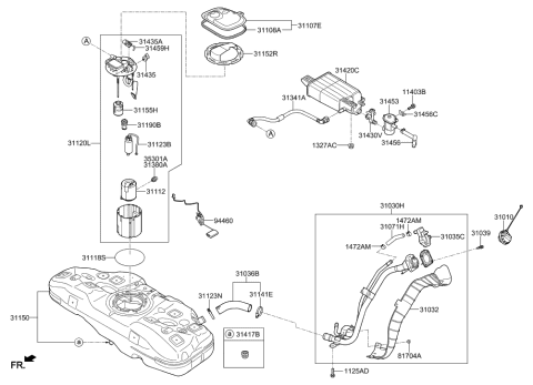 1991 Hyundai Sonata  Tube-Canister Ventilator Diagram for 31455H9600
