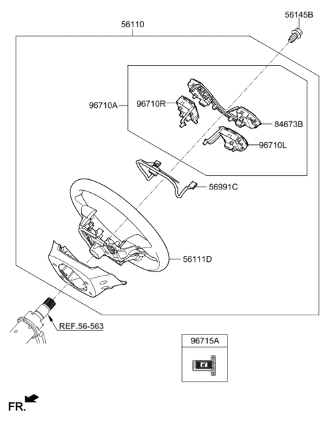 1991 Hyundai Sonata  TUMBLER Knob A Diagram for 96715H5000