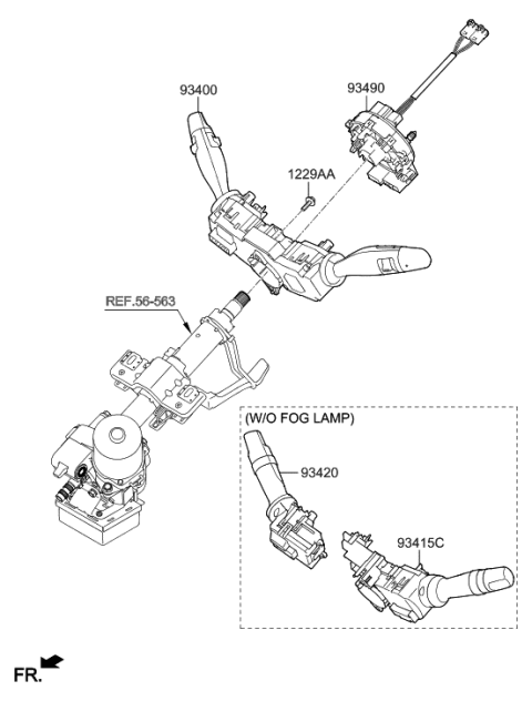 1992 Hyundai Sonata  Clock Spring Contact Assembly Diagram for 93490G3140