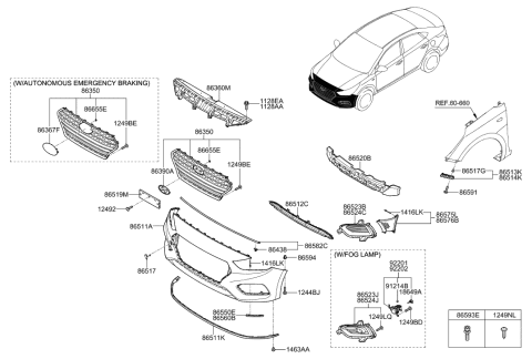 1992 Hyundai Sonata  Symbol Mark Emblem Diagram for 86300J0000