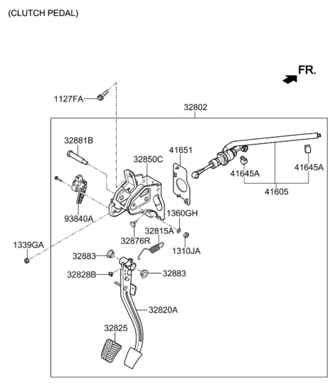 1992 Hyundai Sonata Pedal Assembly-Clutch Diagram for 32802H8100