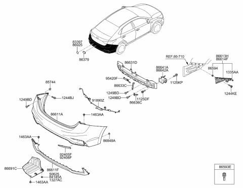 1992 Hyundai Sonata  Reflector/Reflex Assembly-Rear Lh Diagram for 92405H5000