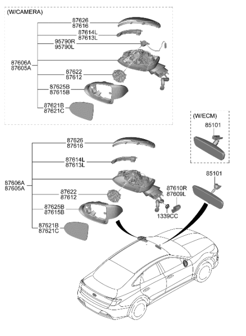 2022 Hyundai Ioniq 5 Camera Assembly-Side View, LH Diagram for 99220L0000