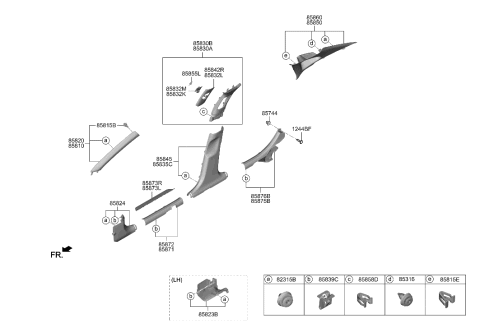 2021 Hyundai Ioniq Trim Assembly-FR Pillar LH Diagram for 85810L0000MMH