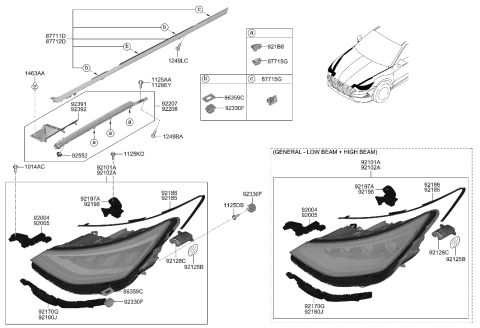 2021 Hyundai Ioniq  Headlamp Assembly, Right Diagram for 92102L0100