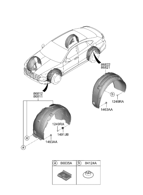 2021 Hyundai Ioniq  Rear Wheel Guard, Right Diagram for 86822L0000