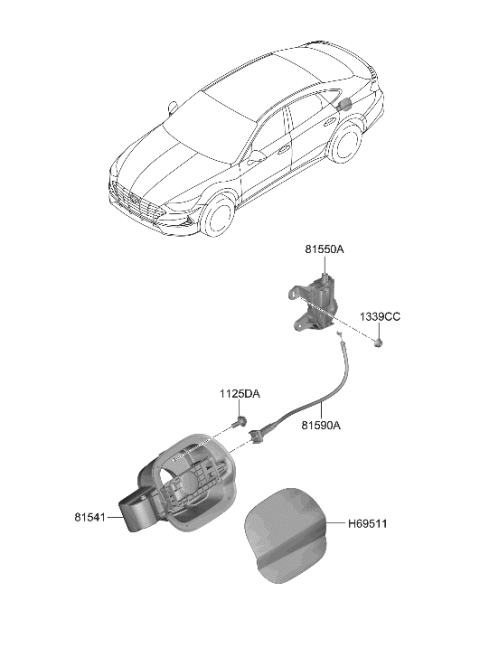 2022 Hyundai Ioniq 5  Housing-Fuel Filler Dr Diagram for 81595L0010
