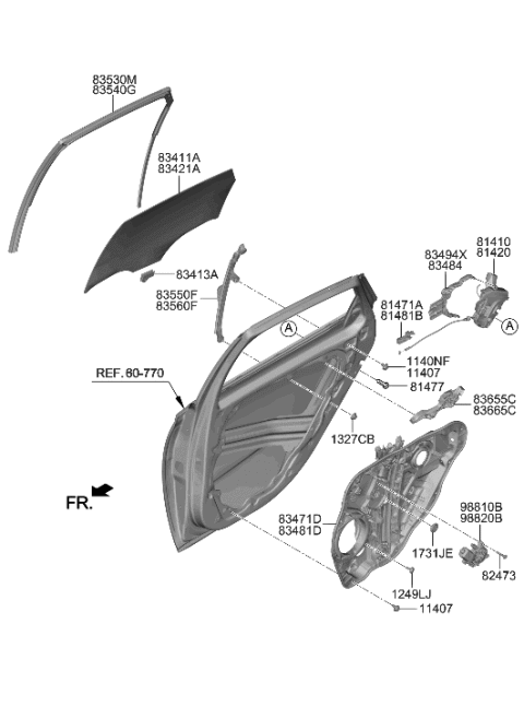 2006 Hyundai Accent  Latch Assembly-Rear Door, RH Diagram for 81420L1000