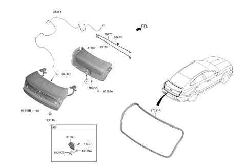 2021 Hyundai Ioniq  Trim T/LID Diagram for 81051L0000NNB