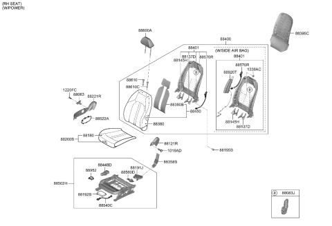 2006 Hyundai Accent  Back Assembly-FR Seat, RH Diagram for 88400L0010VSM
