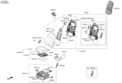 2021 Hyundai Ioniq  Map Board Assembly-FRT Seat Back, L Diagram for 88390L0300NNB