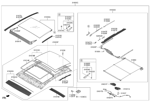 2021 Hyundai Ioniq  Roller Blind Assembly-Panoramaroof Diagram for 81670L1000MMH