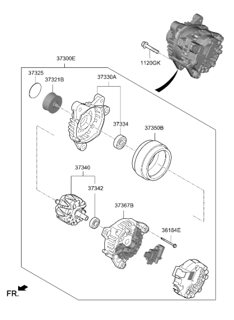 2006 Hyundai Accent  Alternator Assembly Diagram for 373002M420