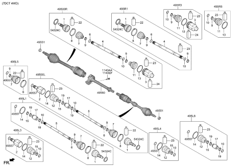 2023 Hyundai Santa Fe SHAFT ASSY-DRIVE, LH Diagram for 49500J9800