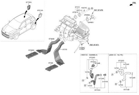 2023 Hyundai Santa Fe  Duct-Rear Heating Rear, RH Diagram for 97375J9000