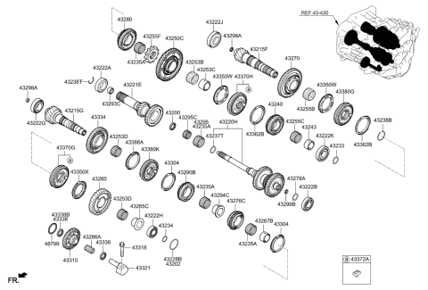 2012 Hyundai Veracruz SPACER Set-Output 1ST, RR Diagram for 432042D005