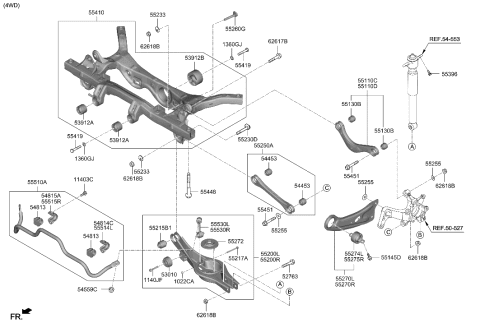 2023 Hyundai Santa Fe  Crossmember-Rear Diagram for 55405J9500