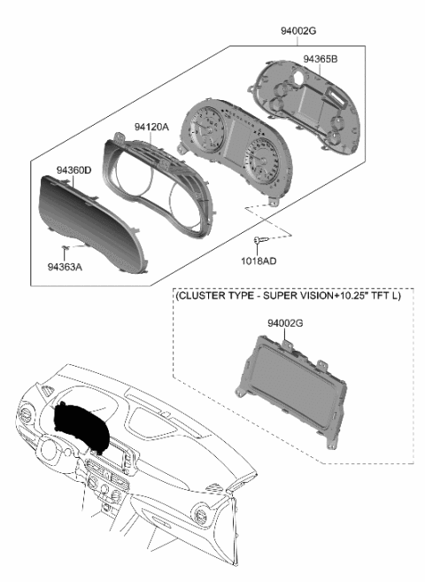 2012 Hyundai Veracruz  Plate-Window Diagram for 94370J9100