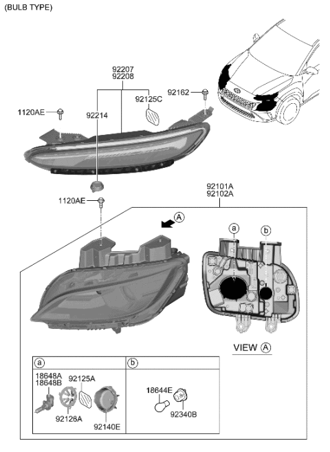 2012 Hyundai Veracruz  HOLDER-BULB Diagram for 92164J9000
