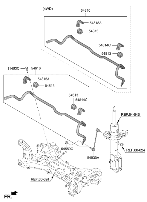2012 Hyundai Veracruz  BAR ASSY-FR STABILIZER Diagram for 54810Q5200