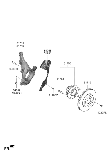 2023 Hyundai Santa Fe Front Wheel Hub Assembly Diagram for 51750J9000