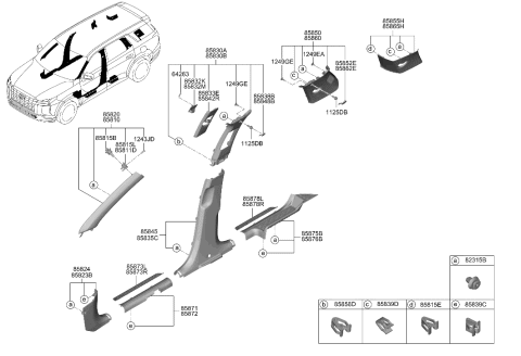 2023 Hyundai Sonata  Trim Assembly-Ctr Pillar LWR RH Diagram for 85845S8000NNB