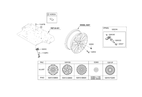 2023 Hyundai Sonata  Cap Assembly-Wheel Hub Diagram for 52960L1150