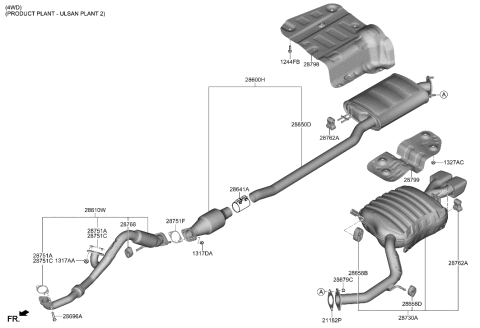 2023 Hyundai Sonata  MUFFLER COMPLETE-CENTER Diagram for 28600S8320