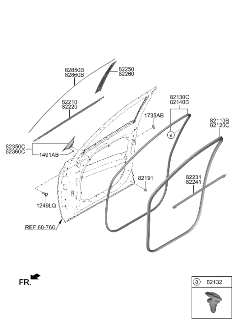 2023 Hyundai Sonata  W/STRIP Assembly-FR Dr Belt O/S LH Diagram for 82210S8000