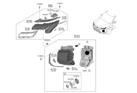 2023 Hyundai Sonata  Fan-Led Headlamp Diagram for 92143D2100