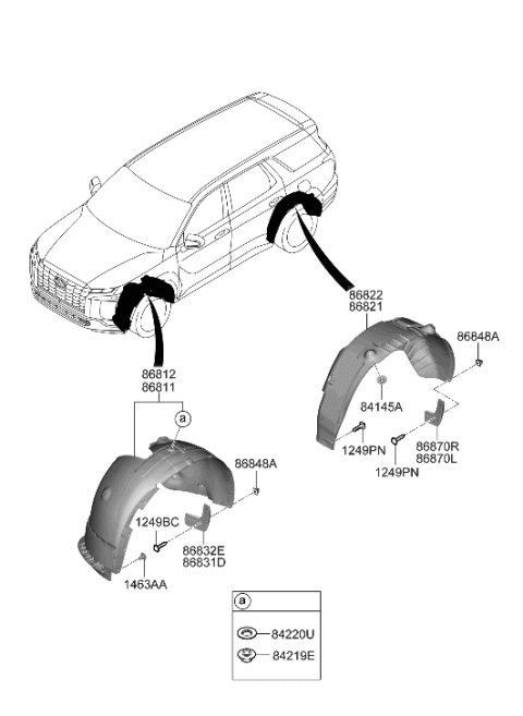 2023 Hyundai Sonata  GUARD ASSY-FRONT WHEEL, RH Diagram for 86812S8CA0