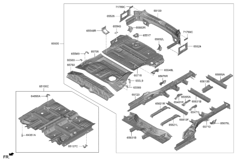 2023 Hyundai Sonata  EXT ASSY-RR FLOOR, FR Diagram for 65521S9500