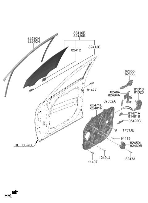 2023 Hyundai Sonata  Glass Assembly-Front Door, RH Diagram for 82420S8010