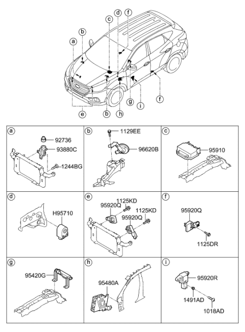 2021 Hyundai Sonata Hybrid Smart Key Antenna Assembly Diagram for 954202S220