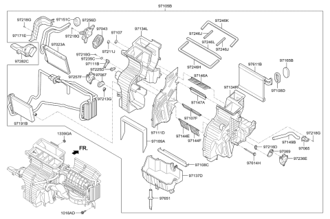 2021 Hyundai Sonata Hybrid Lever-Temperature Door Diagram for 971582Y010