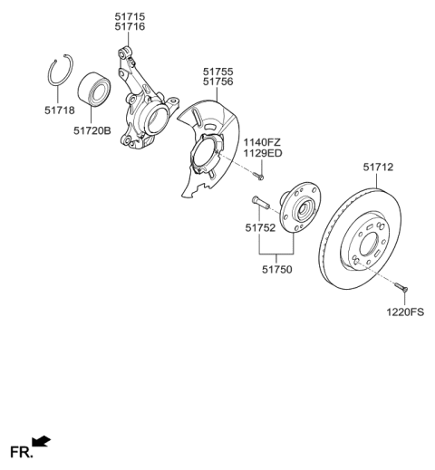 2021 Hyundai Veloster  Knuckle-Front Axle, RH Diagram for 517162S000