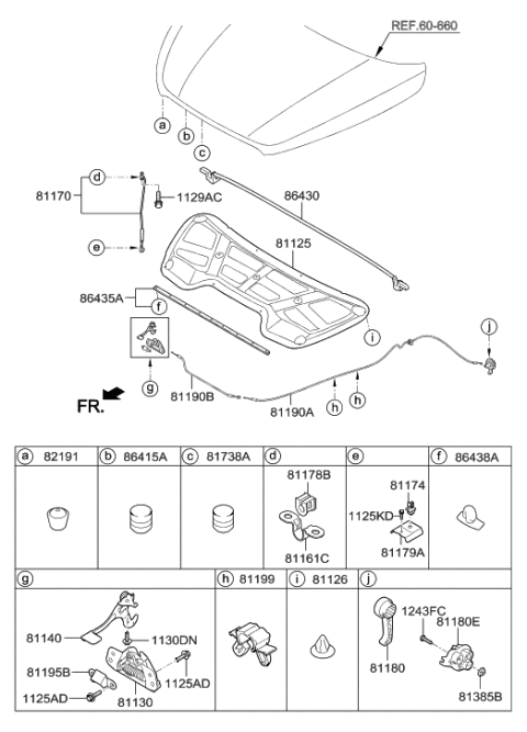 2021 Hyundai Veloster  Catch Assembly-Hood Safety Hook Diagram for 811502S000
