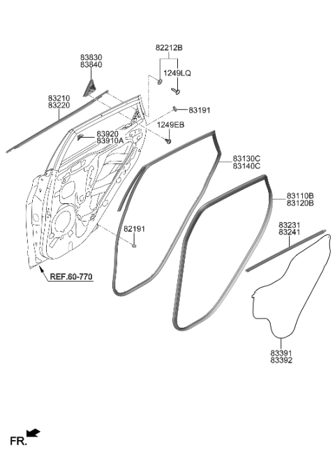 2000 Hyundai XG300  Moulding Assembly-Rear Door Delta, LH Diagram for 83830J9000TRY