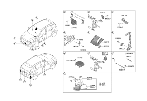 2000 Hyundai XG300 Sensor Assembly-A Type Crash Diagram for 95920K4100