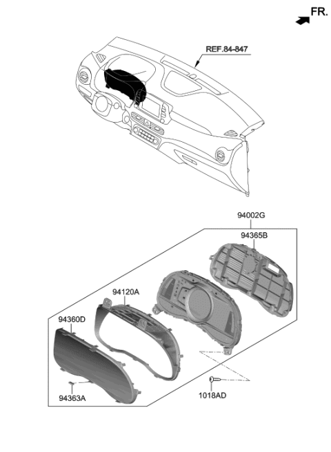 2022 Hyundai Genesis GV80 Case-Rear Diagram for 94365K4000