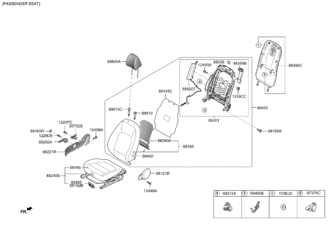 2022 Hyundai Genesis GV80  COVERING-FR CUSH, RH Diagram for 88260J9040SVA