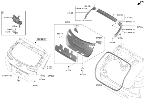 2000 Hyundai XG300  Bumper-Trunk Lid Overslam, Lower Diagram for 817382L000