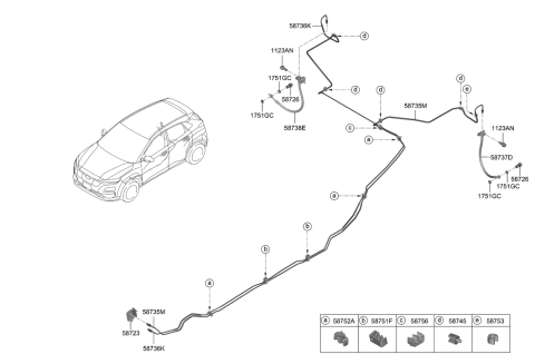 2000 Hyundai XG300  Hose-Brake Rear, LH Diagram for 58737K4000